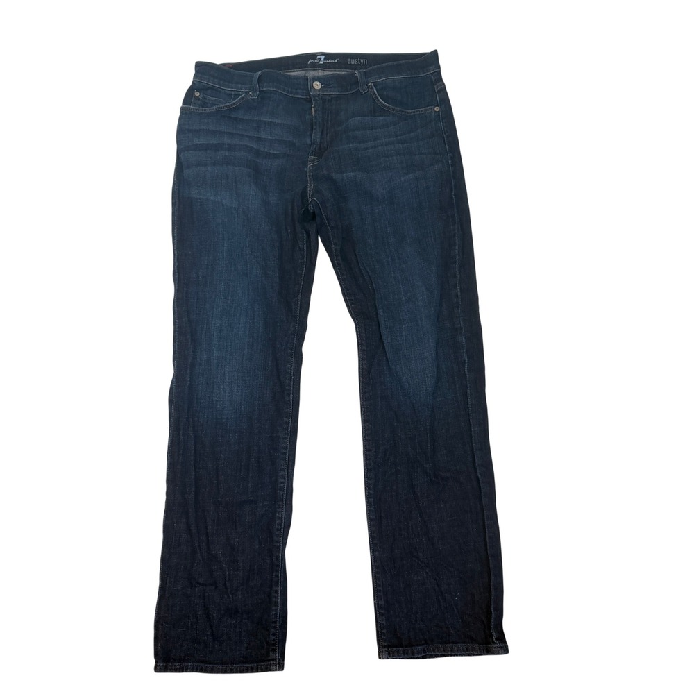 7 For All Mankind Austyn Mens 36 Dark Indigo Excellent Relaxed Straight Jeans